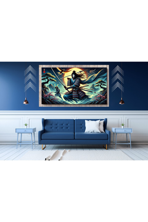 Ti-Play Ay Ve Fırtına 60X90Cm Modern Samuray Pvc Çerçevesiz Tablo