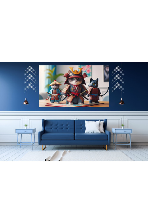 Ti-Play Buhıdo Tatlı Kedi 60X90Cm Modern Samuray Pvc Çerçevesiz Tablo