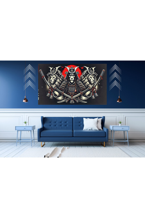 Ti-Play Bushıdo Aslanlar 60X90Cm Modern Samuray Pvc Çerçevesiz Tablo