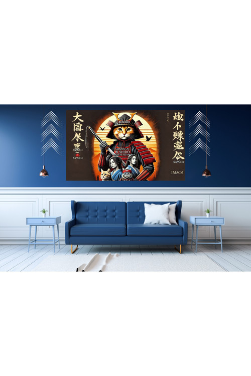Ti-Play Bushıdo Cat 60X90Cm Modern Samuray Pvc Çerçevesiz Tablo