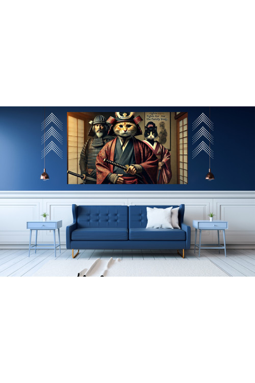 Ti-Play Bushıdo Young Cat 60X90Cm Modern Samuray Pvc Çerçevesiz Tablo