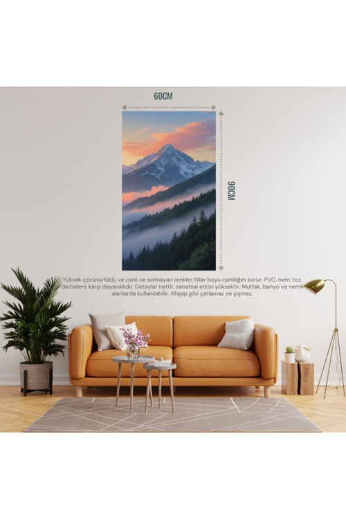 Doğa Ve Manzara Dikey 60X90Cm Gün Doğumunda Görkemli Dağ Manzarası 04 Çerçevesiz 60X90Cm Pvc Tablo