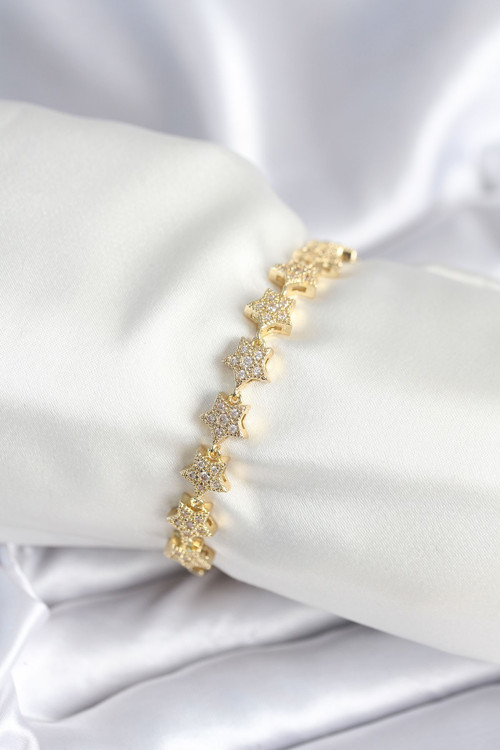 Pirinç Gold Renk Yıldız Model Kadın Bileklik NSB088
