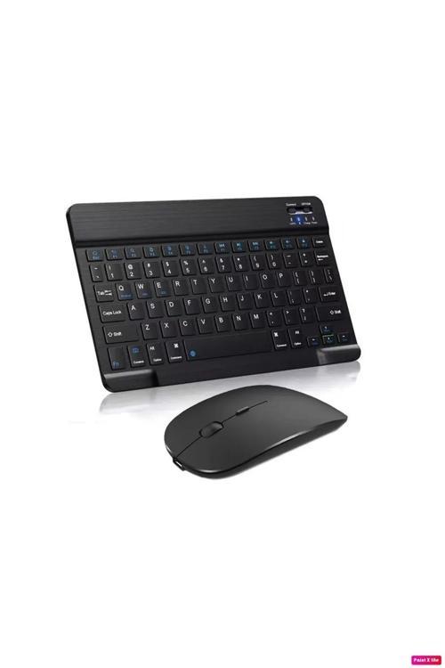 Bluetooth Slim Klavye +Mouse Android İOS,Windows,TV ve Tablet Telefon Uumlu Şarjlı Klavye Mouse Set