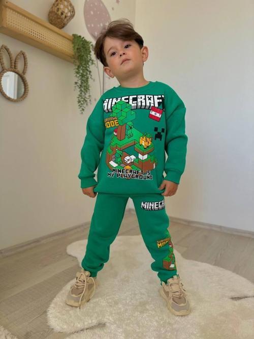 ERKEK ÇOCUK CRAF MODELLİ 3 İPLİK ŞARDONLU EŞOFMAN TAKIMI