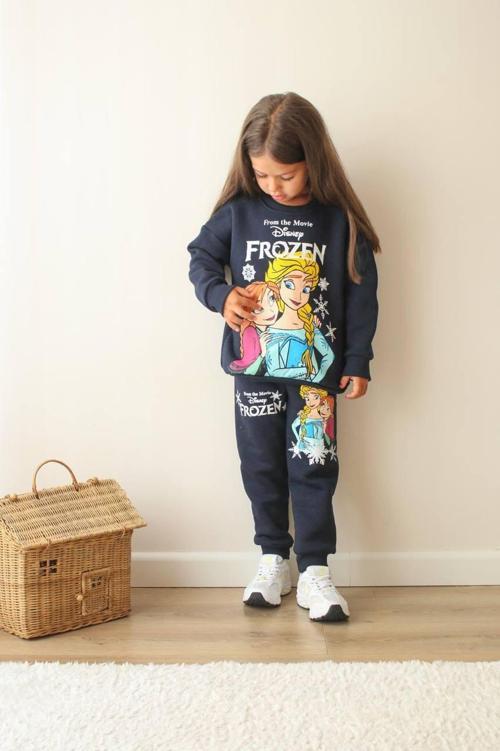 KIZ ÇOCUK ELSA MODELLİ 3 İPLİK ŞARDONLU EŞOFMAN TAKIMI