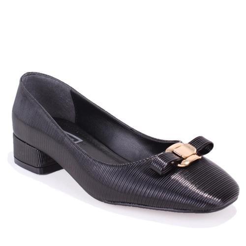 DZA07-108526415 Siyah Rugan Klasik Topuklu Kadın Ayakkabı