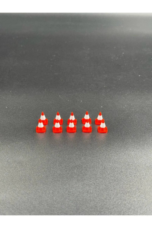 1:64 Ölçek Diaroma Trafik Aksesuarı Dubalar - Turuncu & Beyaz (10 Adet)