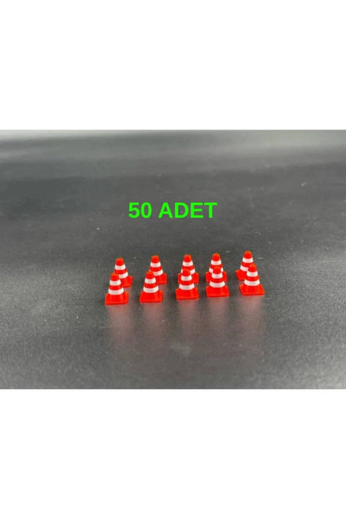 1:64 Ölçek Diaroma Trafik Aksesuarı Dubalar - Turuncu & Beyaz (50 Adet)