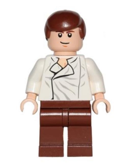 Minifigür Star Wars Han Solo White Shirt with Wrinkles on Front sw0278