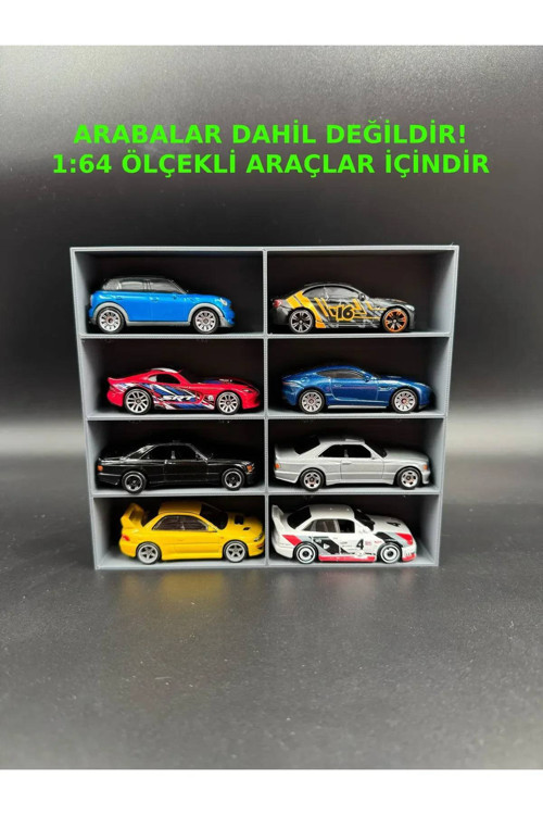 1:64 Ölçekli Oyuncak Araba Standı - 8 Araçlık