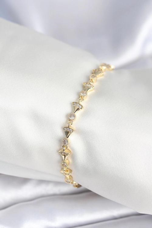 Pirinç Gold Renk Yelpaze Model Kadın Bileklik