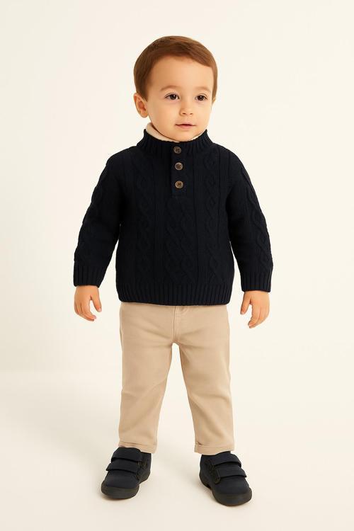 Erkek Çocuk Triko Kazak & Bej Pantolon 2’li Takım – 3610 L