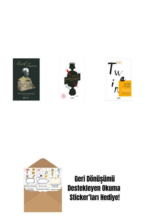 Alfa Yayıncılık Toplu Kısa Öyküler (Ciltli) + Prens Ve Dilenci + Esrarengiz Yabancı + Okuma Sticker'Ları