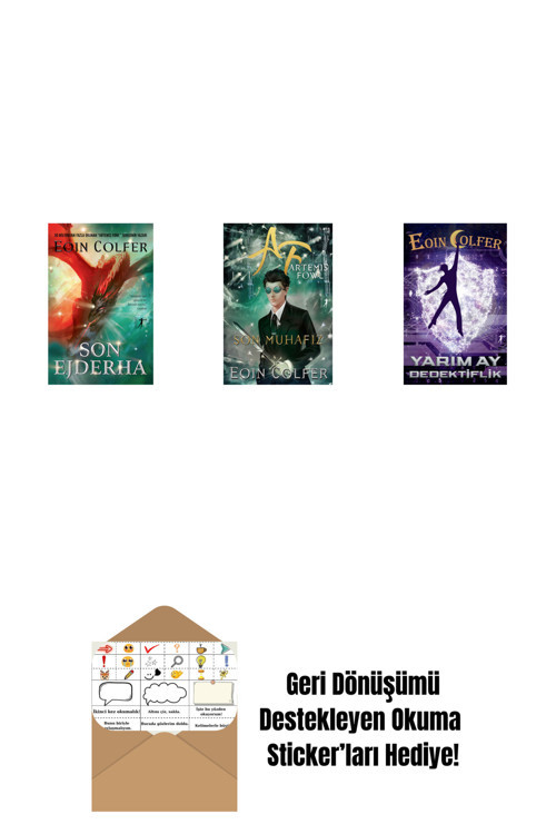 Alfa Yayıncılık Son Ejderha + Artemis Fowl 8 - Son Muhafız + Yarım Ay Dedektiflik + Okuma Sticker'Ları