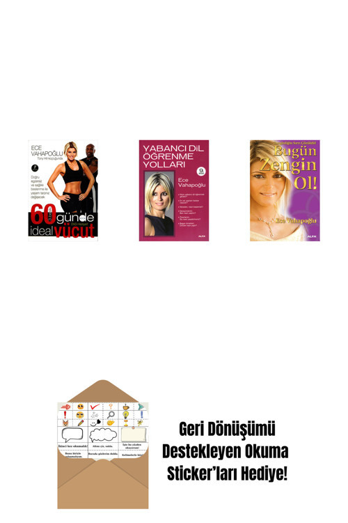 Alfa Yayıncılık 60 Günde İdeal Vücut + Yabancı Dil Öğrenme Yolları + Bugün Zengin Ol ! + Okuma Sticker'Ları