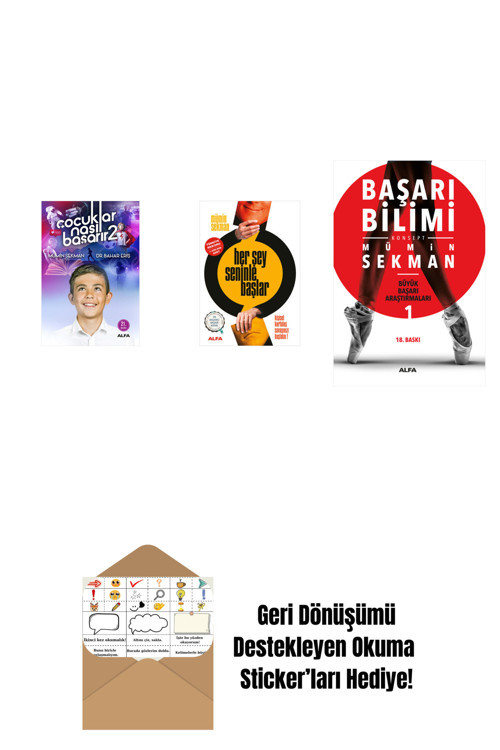 Alfa Yayıncılık Çocuklar Nasıl Başarır 2 + Her Şey Seninle Başlar + Başarı Bilimi + Okuma Sticker'Ları