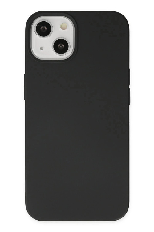iPhone 14 Kılıf Nano içi Kadife Silikon - Siyah-(5796)