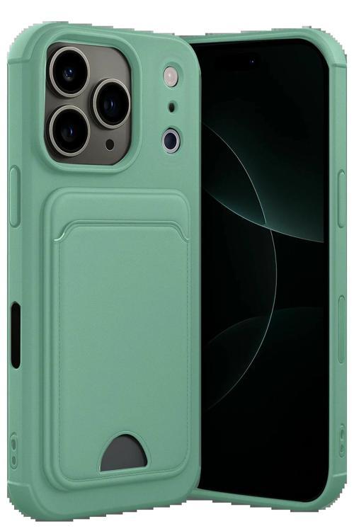 Apple iPhone 17 Pro Max Kelvin Kartvizitli Silikon - Açık Yeşil-(5796)