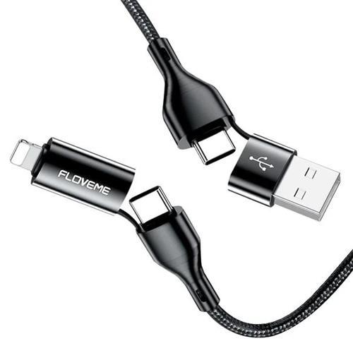 Floveme 4in1 USB To Type C -Type to Type Kablosu+iPhone Başlık USB 1M-(5775)