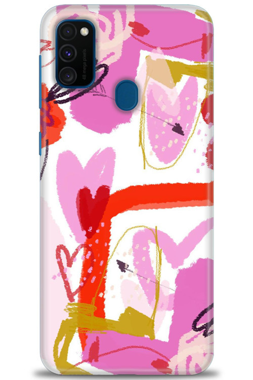 Samsung Galaxy M21 Kılıf HD Baskılı Kılıf - Pembeler