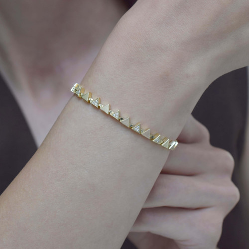 Taşlı Üçgen Altın Bileklik