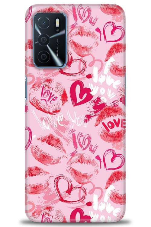 Oppo A16 Kılıf HD Baskılı Kılıf - Pembe Love