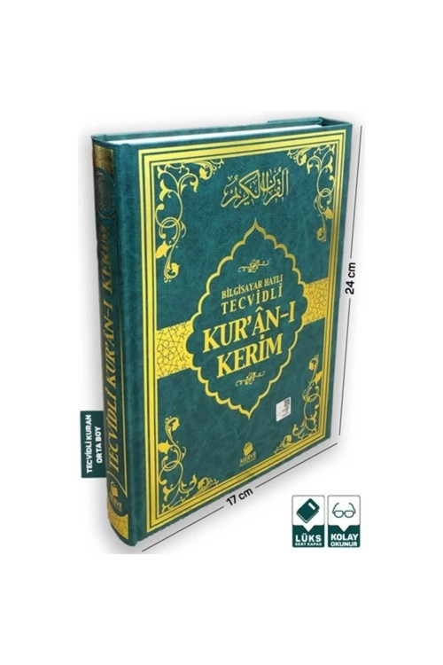 6532 Merve Yayınları Bilgisayar Hatlı Tecvidli Kur'An-I Kerim (Orta Boy, Renkli Baskı, Yeşil Cilt-Kod:259)