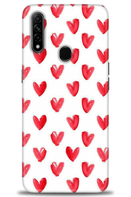 Oppo A31 Kılıf HD Baskılı Kılıf - Kırmızı Minik Kalpler