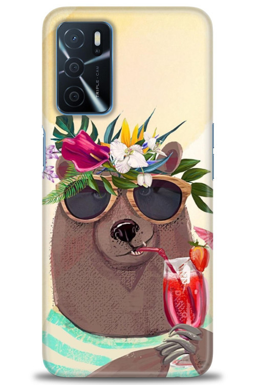 Oppo A16 Kılıf HD Baskılı Kılıf - Keyifli Ayı