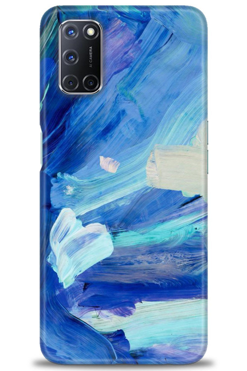 Oppo A52 Kılıf HD Baskılı Kılıf - Mavi Beyaz