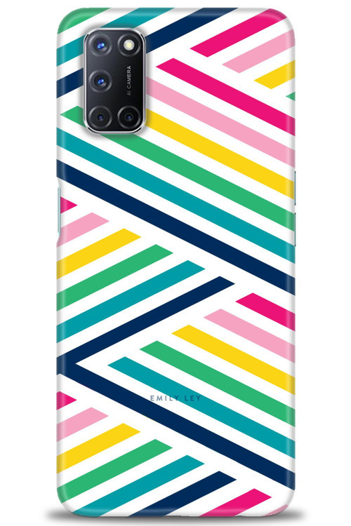 Oppo A52 Kılıf HD Baskılı Kılıf - Renkli Çubuklar