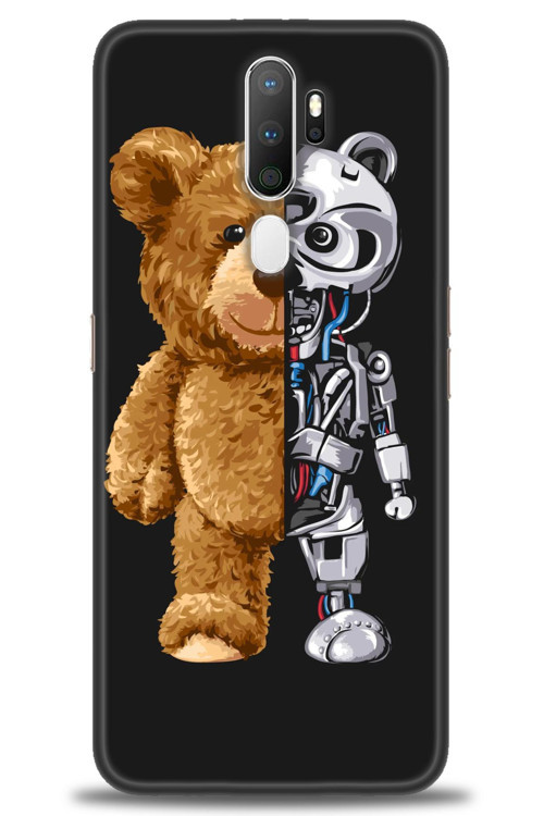 Oppo A5 2020 Kılıf HD Baskılı Kılıf - Ayı ve İskeleti