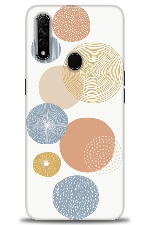 Oppo A31 Kılıf HD Baskılı Kılıf - Mavi Daireler