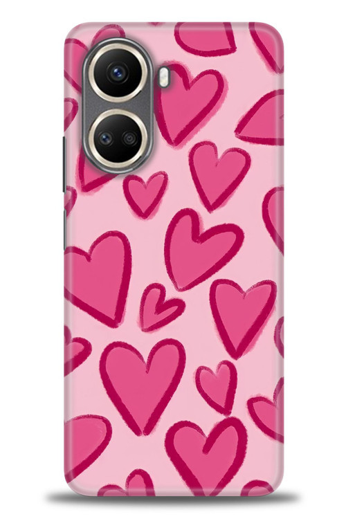 Huawei Nova 10 SE Kılıf HD Baskılı Kılıf - Pembe Kalp