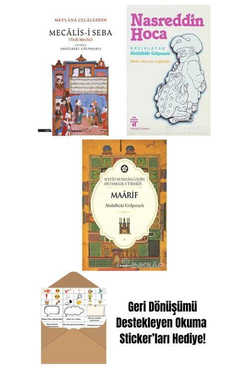 İnkılap Kitabevi Yayınevi Abdülbaki Gölpınarlı 3 Kitap Seti + Okuma Sticker'Ları