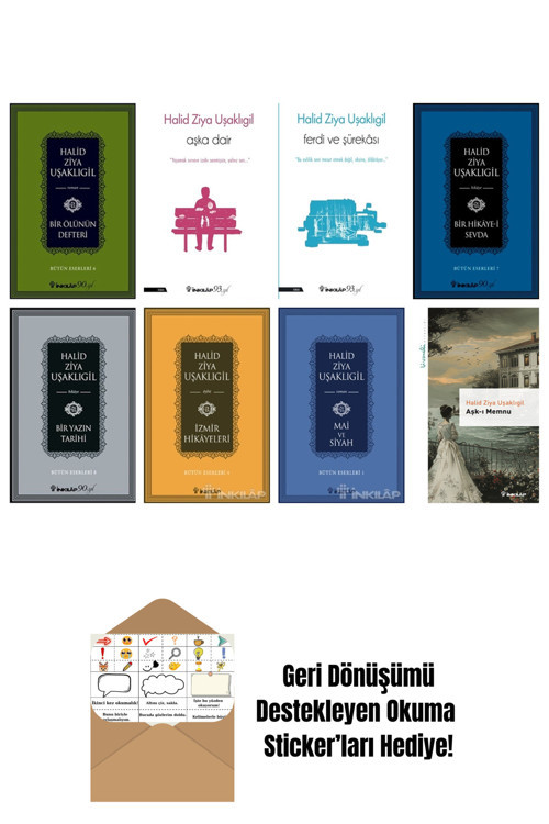 İnkılap Kitabevi Yayınevi Halid Ziya Uşaklıgil 8 Kitap Seti + Okuma Sticker'Ları