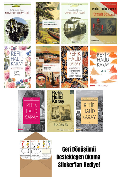 İnkılap Kitabevi Yayınevi Refik Halid Karay 11 Kitap Seti + Okuma Sticker'Ları