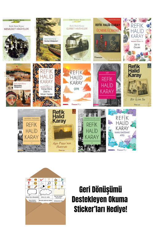 İnkılap Kitabevi Yayınevi Refik Halid Karay 14 Kitap Seti + Okuma Sticker'Ları