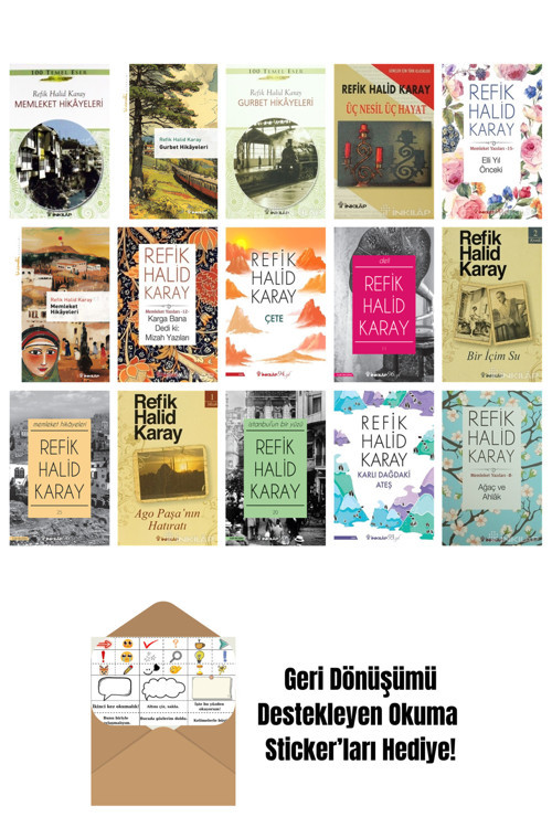 İnkılap Kitabevi Yayınevi Refik Halid Karay 15 Kitap Seti + Okuma Sticker'Ları