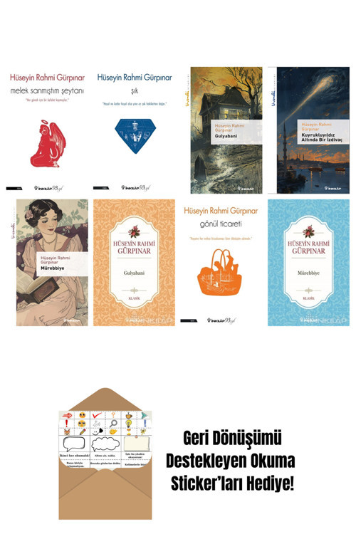 İnkılap Kitabevi Yayınevi Hüseyin Rahmi Gürpınar 8 Kitap Seti + Okuma Sticker'Ları