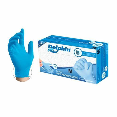 Tek Kullanımlık Lateks Mavi Pudrasız Nitril Muayne Eldiveni Medium Orta Boy - 100'lü Paket