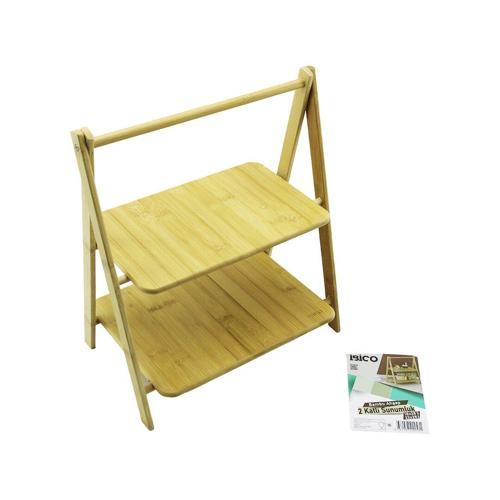 STAND - AYAKLI 2 KATLI AHŞAP - BAMBU SERVİS SUNUM TAHTASI 18X28CM -- 22X28CM (4490)
