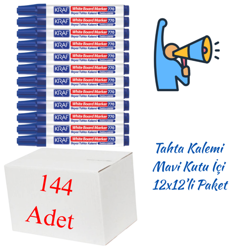 Beyaz Tahta Kalemi Doldurulabilir 770 Mavi 144 Adet