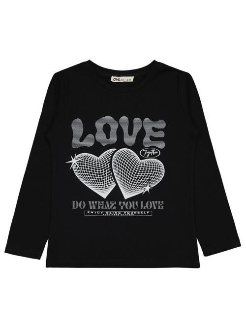 Kalp Baskılı 6-9 Yaş Sweatshirt - Siyah8-9 Yaş