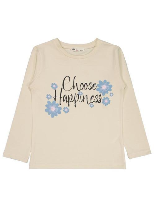 Choose Happiness Baskılı 6-9 Yaş Sweatshirt - Fil Dişi6-7 Yaş