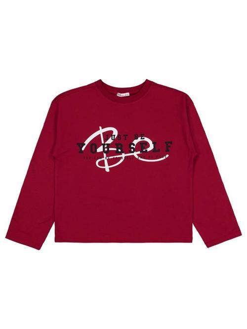 Be Yourself Baskılı 10-13 Yaş Sweatshirt - Bordo13-14 Yaş