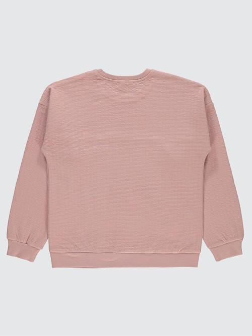 Kalp Baskılı 10-13 Yaş Sweatshirt - Pudra10-11 Yaş
