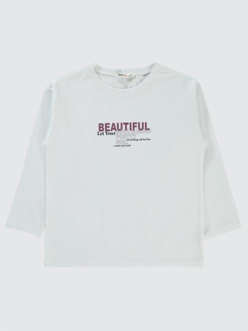 Beautiful Baskılı 10-13 Yaş Sweatshirt - Beyaz11-12 Yaş