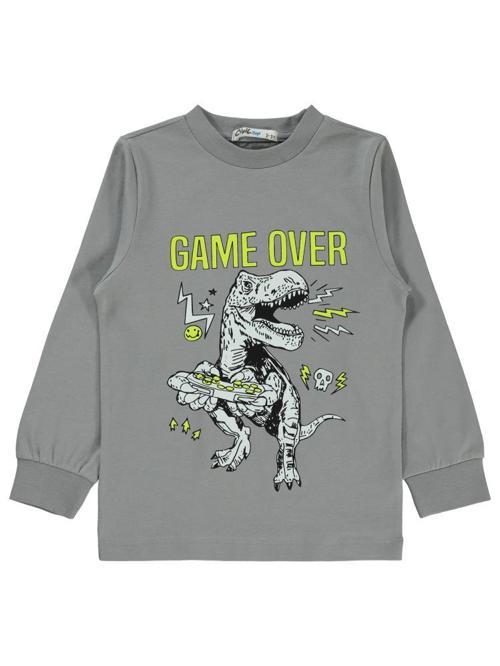 Game Over Karanlıkta Parlayan Baskı 2-5 Yaş Pijama Takımı - Gri4-5 Yaş